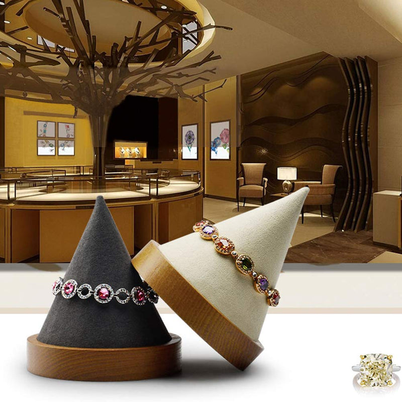 [Australia] - FINGERINSPIRE 2Pcs Wood Bracelet Holder Cone Shaped Bracelet Jewelry Display Stand Bangle Bracelet Watch Holder for Exhibit/Trade Shows/Retail Stores 