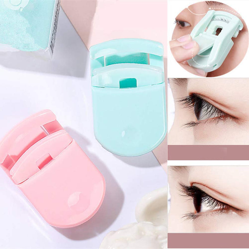 [Australia] - 2 Pieces Mini Eyelash Curlers Portable Lash Curlers Travel Plastic Eyelash Curlers Eyelash Curlers With Replacement Pads Fits All Eye Shapes No Pinching Or Pulling(Pink, Green) 
