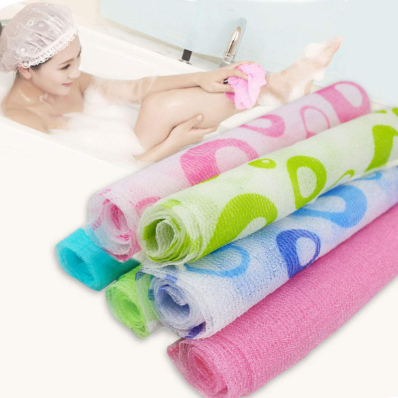 [Australia] - Meetory 6 Pieces Exfoliating Nylon Bath Cloth Towel, 35 inches (90cm) Beauty Skin Bath Wash Cloth Towel Massage Bath Cloth for Women and Men 