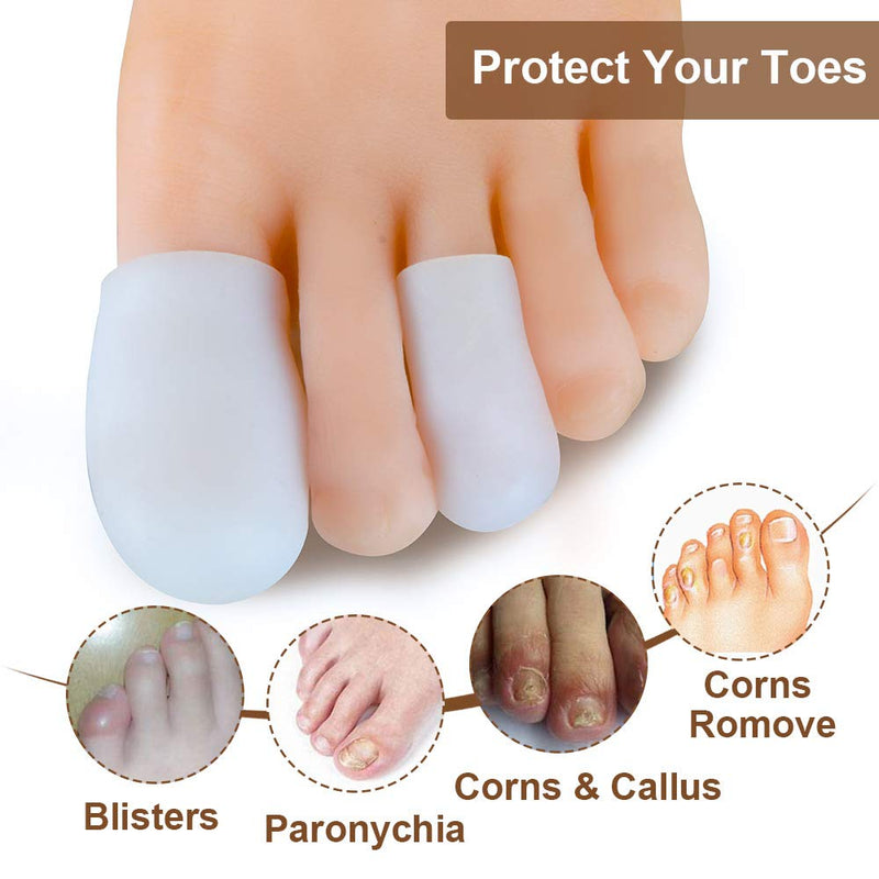 [Australia] - Welnove 10 Pack Big Toe Caps Gel Toe Protectors - Cushions to Protect The Big Toe and Prevent Blister, Callus & Corn, Relief from Missing or Ingrown Toenails 10 Large(white) 
