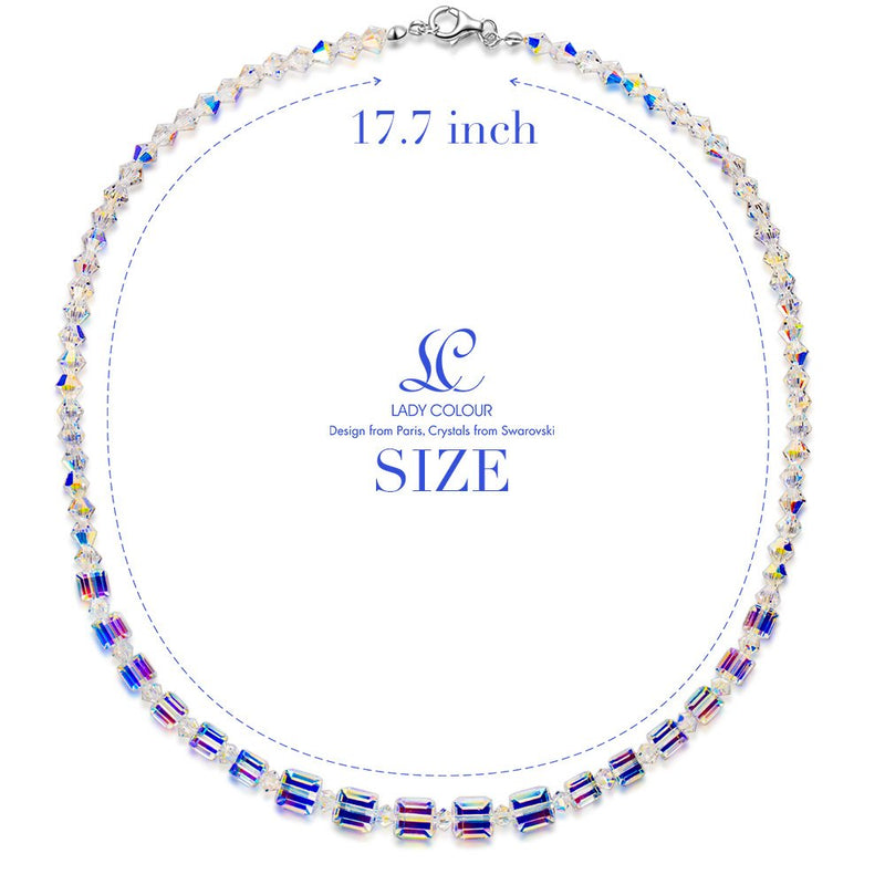 [Australia] - LADY COLOUR Jewelry Gifts for Women, A Little Romance Series 16.5" Strand Women Necklace, Aurora Crystals from Swarovski, Gift Box Packing, Nickel Free Passed SGS Test, Christmas Birthday Gifts Crystal Necklace A 