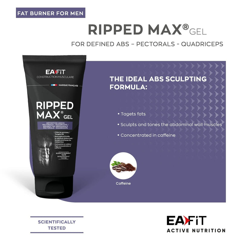 [Australia] - EAFIT Ripped Max Gel - 200ml - Defines abs, pectorals, & Quadriceps - Scientifically Tested - Sculpts & Tones - Burns Fat - Ice Cube Effect - Caffeine, Green Tea & Guarana - French Brand 