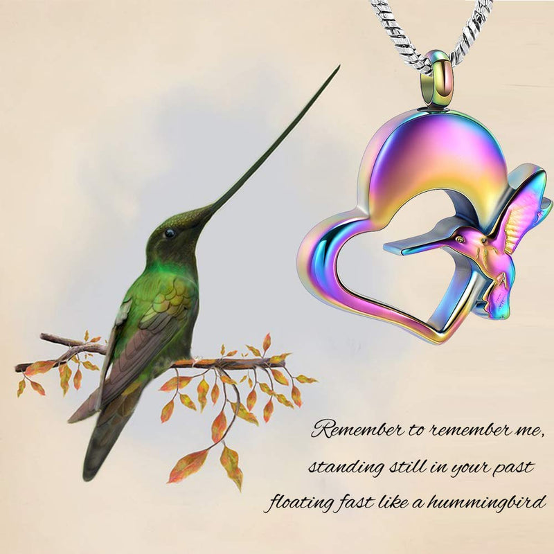 [Australia] - Cremation Jewelry Hummingbird Urn Necklace for Ashes Stainless Steel Heart Cremation Lockets for Ashes Holder Always in my heart 