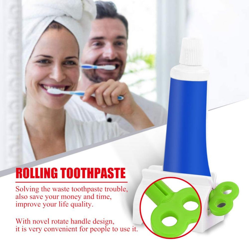 [Australia] - Rolling Tube Toothpaste Squeezer Novel Rotate Handle Dispenser Super Convenient Saver Multipurpose Sucker Easy Plastic Stand Holder for Bathroom(Green) Green 