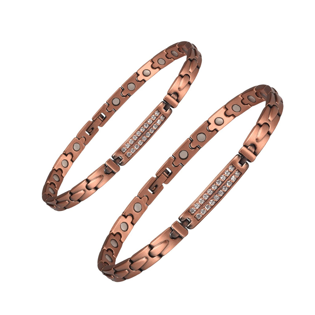 [Australia] - EnerMagiX Magnetic Copper Bracelets and Anklet for Women or Men, Copper Bracelet with 21 Magnets, 8.5'', Adjustable Size, Women's Day Gift for Mom, Wife 