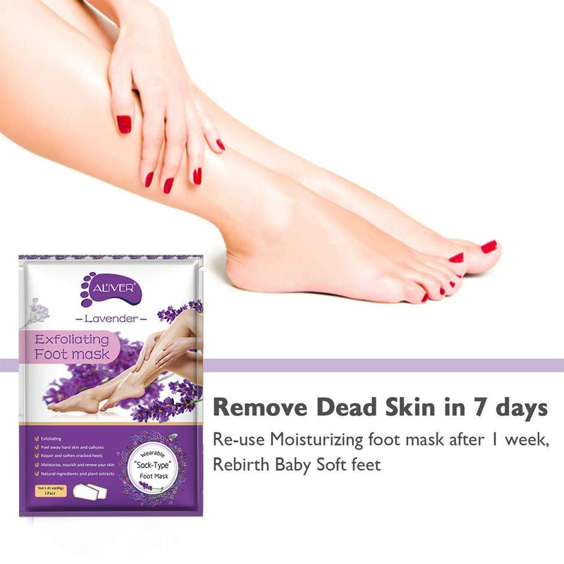 [Australia] - Foot Peel Mask 5 Pack, Lavender Exfoliating Foot Masks, Natural Exfoliator for Dry Dead Skin, Callus, Repair Rough Heels for Men Women 