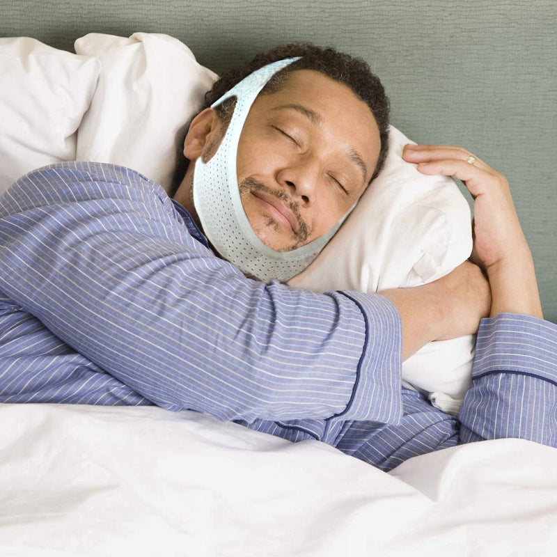 [Australia] - Anti Snoring Chin Strap for Cpap Users, Comfortable Mesh Breathable My Stop Snoring Solution Chin Strap Anti Snore Stopper Anti Snoring Devices Strips Mask Belt Head Jaw Sleep Aid for Women Men(White) 