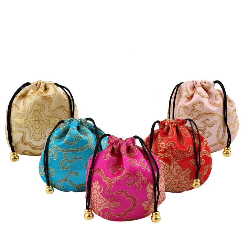 [Australia] - Halloluck 16pcs Silk Brocade Jewelry Pouch Bag, Drawstring Coin Purse Gift Bag 