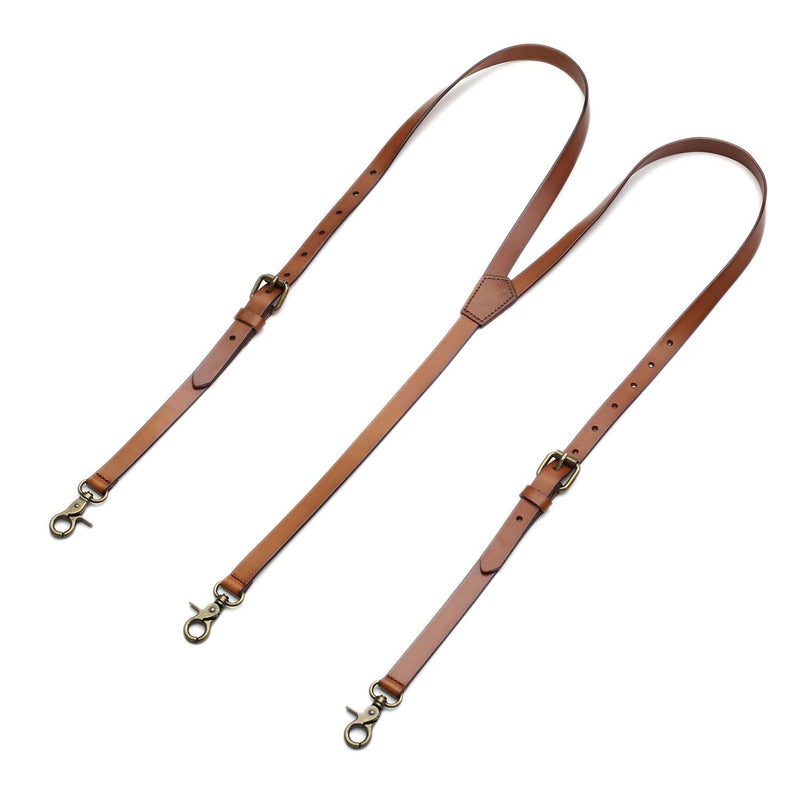 [Australia] - Leather Suspenders for Men Y Back Design Adjustable Brown Gneuine Leather Suspenders Groomsmen Gift for Wedding Medium,Fits 5'78''-6'0'' 