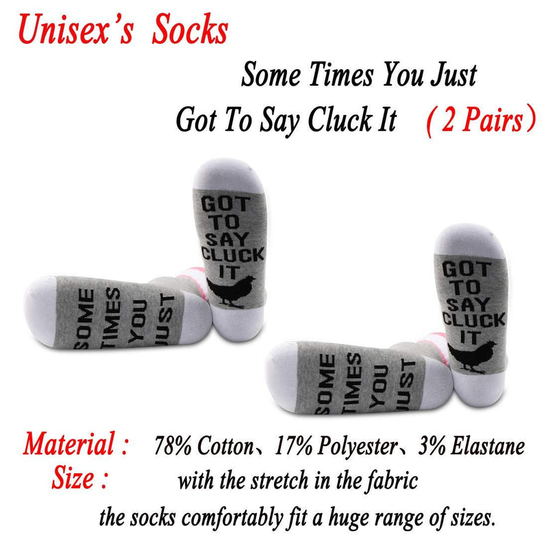 [Australia] - PYOUL 2 Pairs Chicken Socks Funny Sarcastic Gift Some Times You Just Got To Say Cluck It Socks 