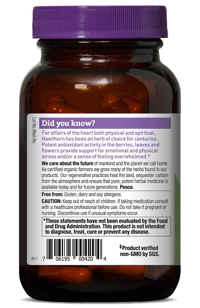 [Australia] - Oregon's Wild Harvest, Certified Organic Hawthorn Capsules for Natural Health, 1200 MGS, 90 Ct 