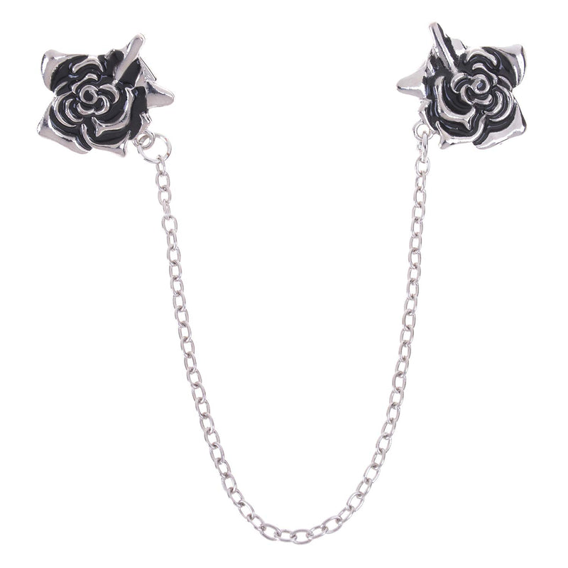 [Australia] - LOCOLO Vintage Sweater Shawl Clips Cardigan Collar Clips Flowers Patterns for Women Girls (7) Silver 