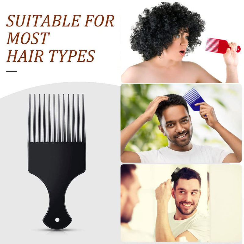 [Australia] - 6 pcs Afro Comb, Plastic Smooth Hair Pick Comb Wide Tooth Detangling Hair Comb for Natural Curly Hair Style (6 Color) 