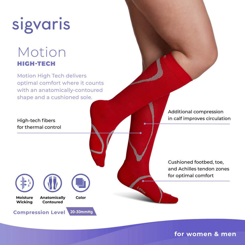 [Australia] - SIGVARIS Men’s & Women’s Motion High Tech 412 Closed Toe Calf-High Socks 20-30mmHg 