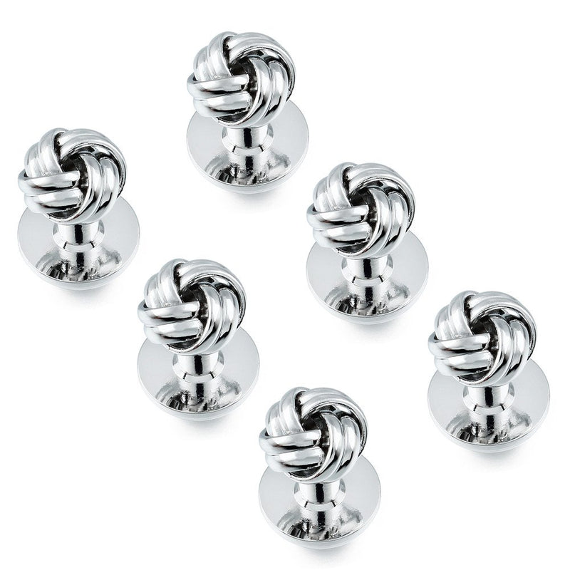 [Australia] - HAWSON Personalize Flower Knot Man Shirt Tuxedo Studs and Cufflinks Set Small Silver-2+6 Set 