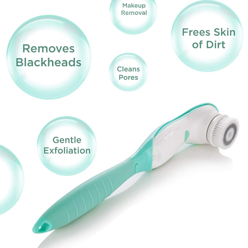 [Australia] - Fancii 7 in 1 Waterproof Electric Facial & Body Cleansing Brush Exfoliating Kit with Handle and 6 Brush Heads - Best Advanced Spin Brush Microdermabrasion Scrub System for Face White, Green 