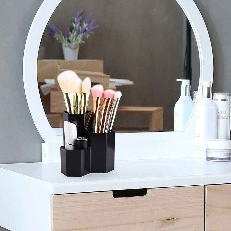 [Australia] - LoveBB Makeup Brush Holder Organizer, 3 Slot Plastic Cosmetics Brushes Pen Storage Solution, Black 3-Slot 