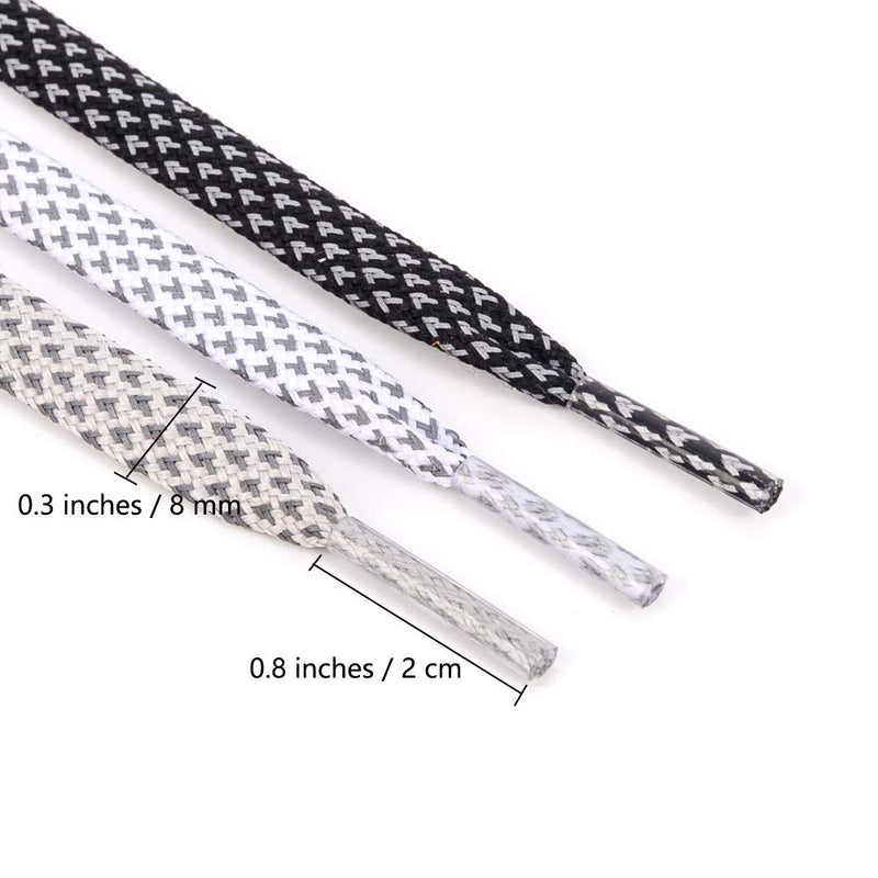 [Australia] - Xiazw Reflective Flat Shoe Laces for Sneakers，Boots，Running Shoes，Casual Shoes (2 Pair Pack) White 35.4''(90cm) 