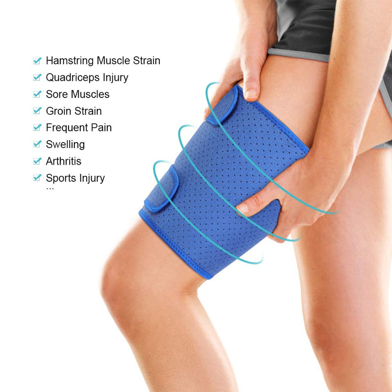 [Australia] - Thigh Support, Super Breathable Thigh Compression Brace Thigh Support Wrap with Anti-Slip Lining for Men & Women Hamstring Injury Prevention and Recovery Blue Thigh Support 