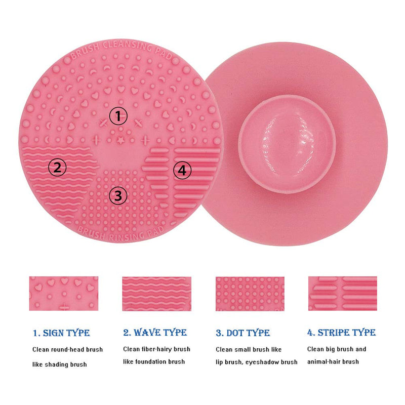 [Australia] - LORMAY Silicone Makeup Brush Cleaner + Lip Mask Brush, Brush Cleaning Mat, Portable Cosmetic Brush Cleaning Pad with Suction Cup (Pink) Pink 