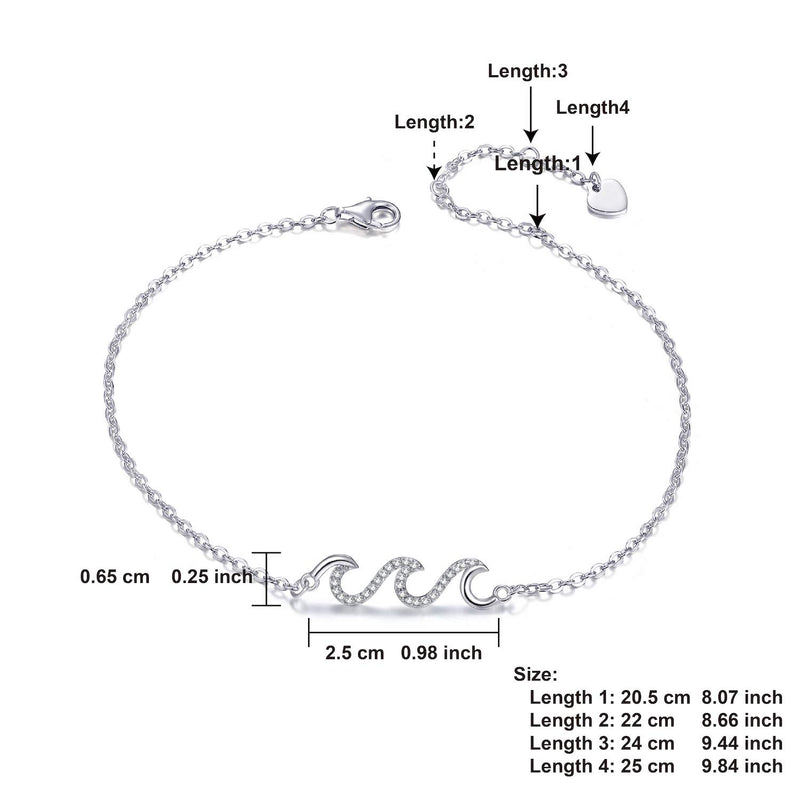 [Australia] - YZSFMZGE Ocean Beach Wave Bracelet/Anklet for Women 925 Sterling Silver Adjustable Sea Bracelet/Ankle Bracelet Anklet(Large Bracelet) 