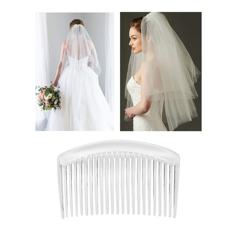 [Australia] - 28 Pack Clear White Small Plastic Hair Side Comb With Long Teeth Hairpins Grips Barrettes Clamps Bows for Women Bridal Wedding Veil Decorative Headpiece Freach Twist Updo Bun Accessories 