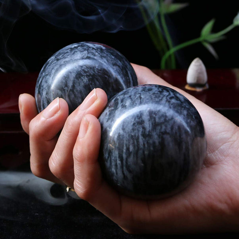 [Australia] - Healifty 1 Set/2PCS Chinese Exercise Baoding Balls Natural Jade Chinese Health Exercise Massage Balls for Health Care 52MM with Gift Case 