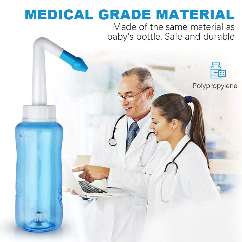 [Australia] - Neti Pot Sinus Rinse Bottle Nose Wash Cleaner Pressure Rinse Nasal Irrigation for Adult & Kid BPA Free 300 ML with 40 Nasal Wash Salt Packets (40 Packs) 300 ml (Pack of 40) 