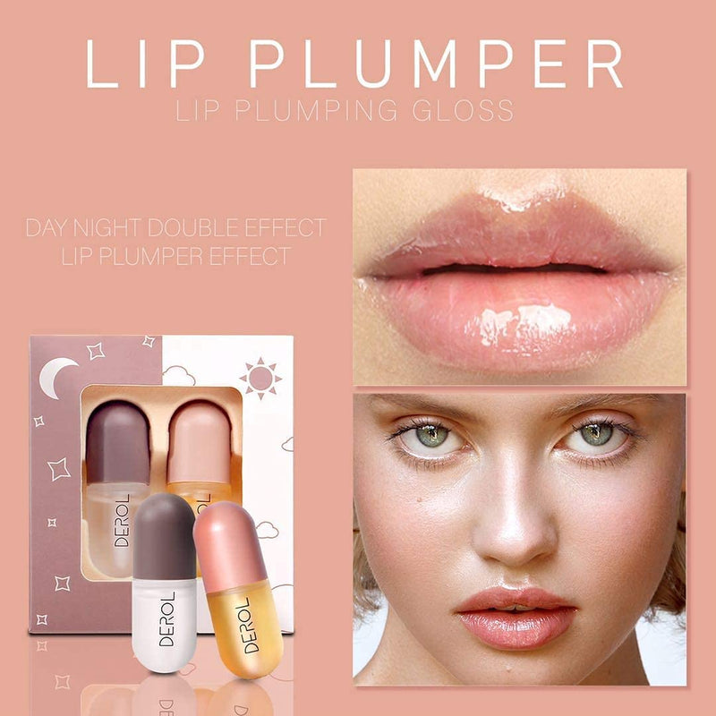 [Australia] - Lip Plumper Set,Natural Lip Plumper and Lip Care Serum,Lip Enhancer for Fuller,Lip Filler Can Make The Lips Fuller Beautiful,Hydrating & Reduce Fine Lines,Day & Night(2PCS) 