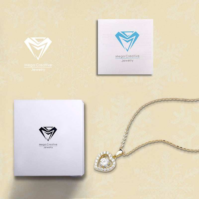 [Australia] - MEGA CREATIVE JEWELRY Gold Heart Dancing Dream 925 Sterling Silver Pendant Necklace Crystals from Swarovski 