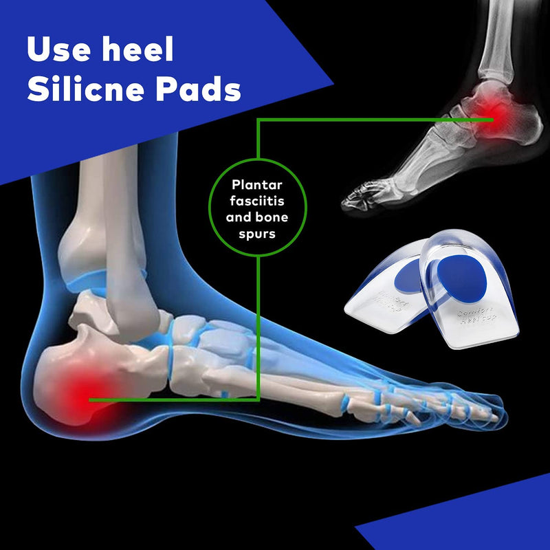 [Australia] - MEDCA Silicone Gel Heel Cushion Pads, Cups - Shoe Inserts for Plantar Fasciitis, Prevents Sore Heel, US Shoe Size 7-10s Sneakers - Shoe Size 7-10 