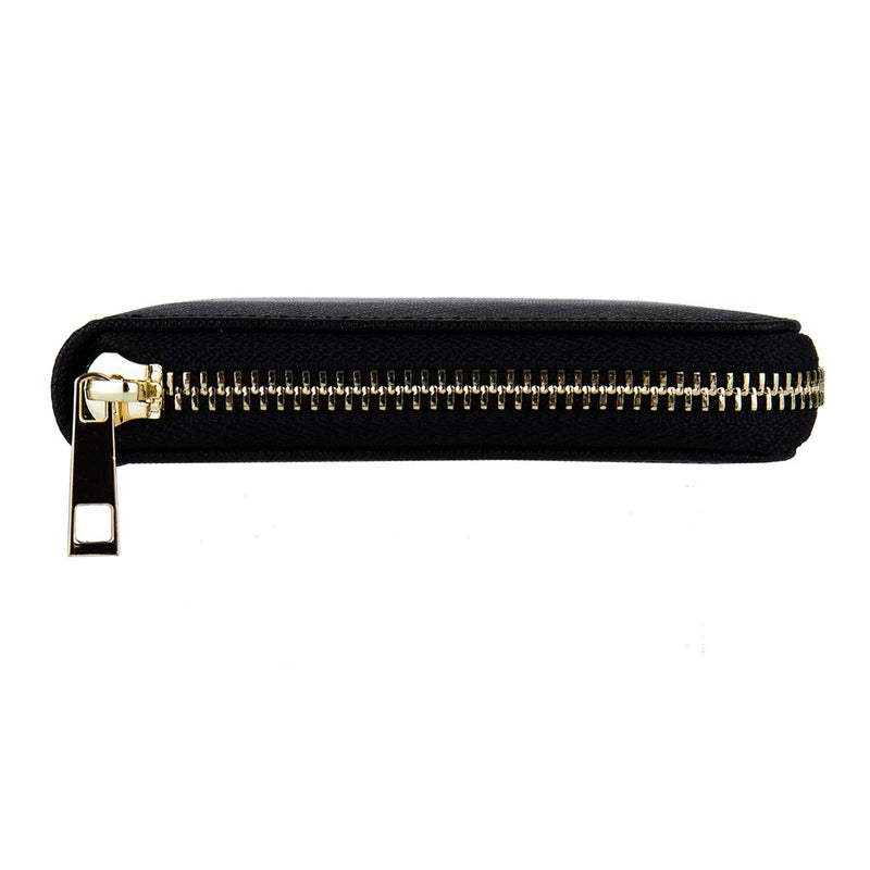 [Australia] - YBONNE Zip-around Wallet for Men and Women, Made of Finest Genuine Leather (Black) Black 