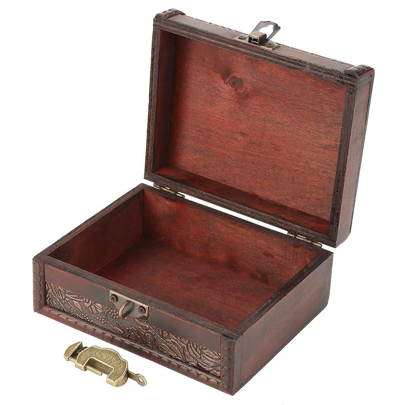 [Australia] - Vintage Wooden Storage Box Antique Old Decorative Storage Organizer Jewelry Treasure Box Organizer with Metal Lock for Woman Gifts 