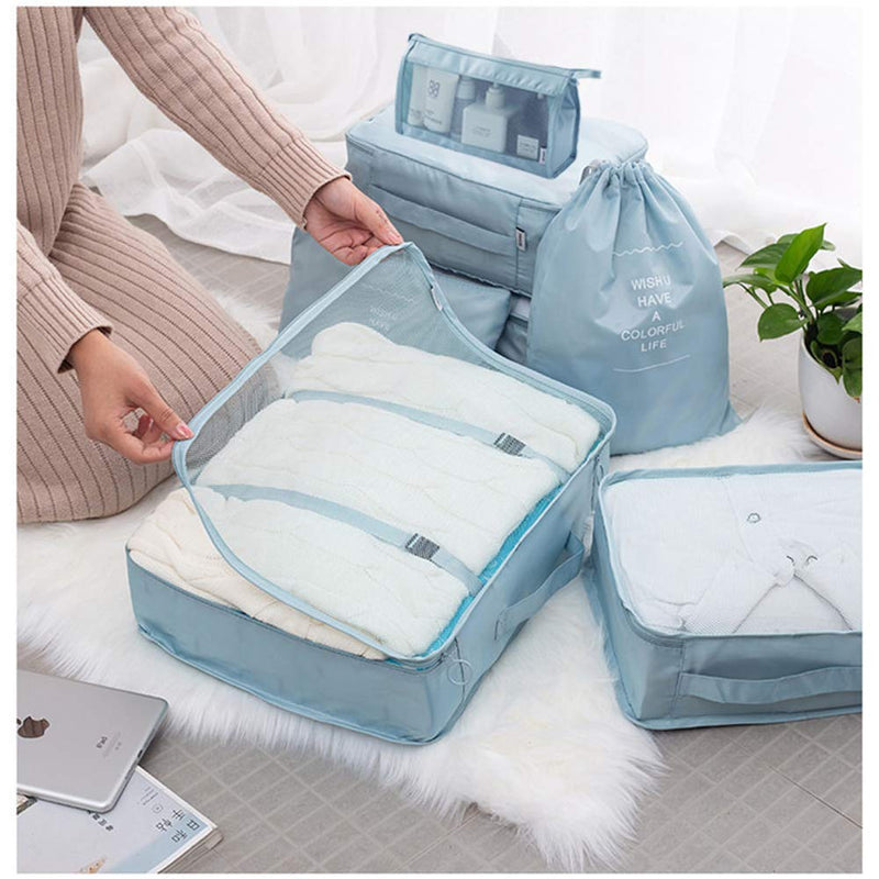 [Australia] - Travel Packing Cubes, Toifucos Multifunction 8pcs/Set Travel Cubes Luggage Organiser Waterproof Travel Compression Suitcase Bag Travel Essential Bag, Blue 