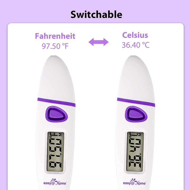 [Australia] - Easy@Home Basal Body Thermometer: BBT for Fertility Prediction with Memory Recall- Accurate Digital Basal Thermometer for Temperature Monitoring with Premom App - EBT-018 Purple 