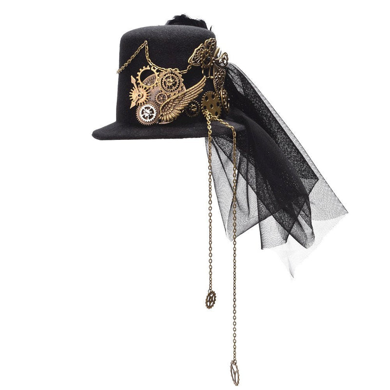[Australia] - BLESSUME Victorian Steampunk Women Mini Top Hat Hair Clip Party Hat Dancing Cocktail Head Clip A 