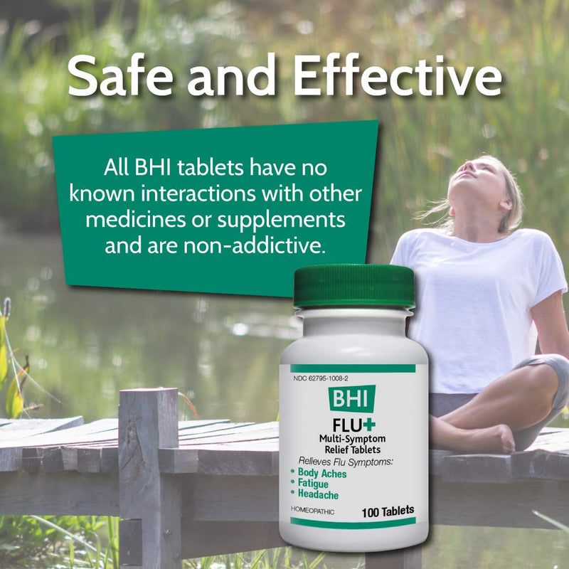 [Australia] - BHI Flu + Cold Multi-Symptom Relief Natural Safe Non-Drowsy Remedy 11 Targeted Homeopathic Active Ingredients for Body Aches, Fatigue, Chills & Headache - 100 Tablets 