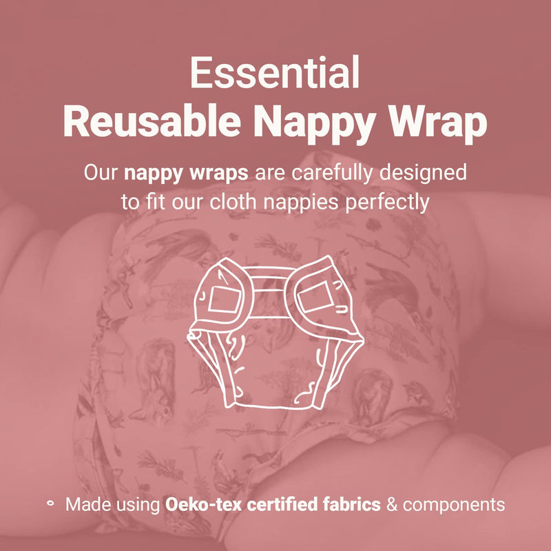 [Australia] - LittleLamb Reusable Nappy Wrap, Ideal Cover for Swim Nappies or Regular Baby Nappies, Stretchy and Breathable, Washable, Excellent Containment, Size Newborn, Bushy Tails Pattern 