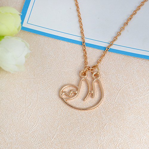 [Australia] - CHUYUN 3 Colors Hollow Design Snail Necklace Tiny Animal Pendant Sloths Jewelry Cute Animal Charm Necklace E：rose gold sloth necklace 2 