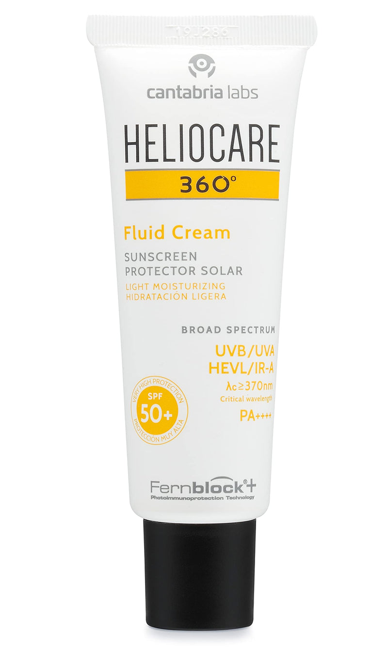 [Australia] - Heliocare 360 Fluid Cream SPF50+ 50ml / Sun Cream For Face/Daily UVA, UVB Visible light and infrared-A Anti-Ageing Sunscreen Protection/Dry and Normal Skin Types/Hydrating 
