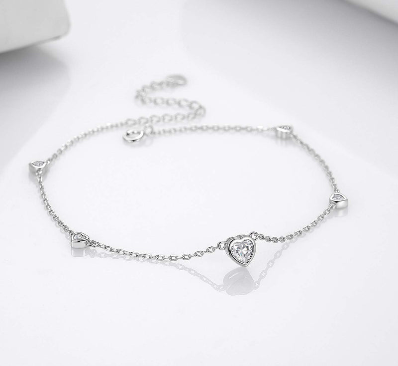 [Australia] - Step Forward Sterling Silver Birthstone Choker Necklace and Bracelet and Anklet Gift Jewelry for Women or Teen Girls or Daughter April 