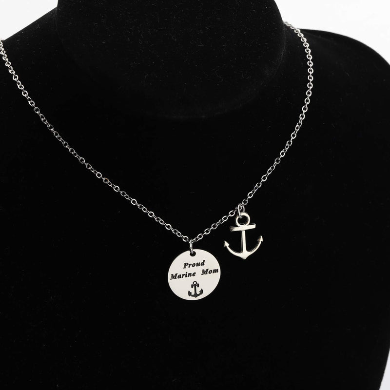 [Australia] - LQRI Marine Corps Mom Gift Proud Marine Mom Necklace with Anchor Charm USMC Mom Jewelry Military Mom Jewelry Gift for Marine Mom 