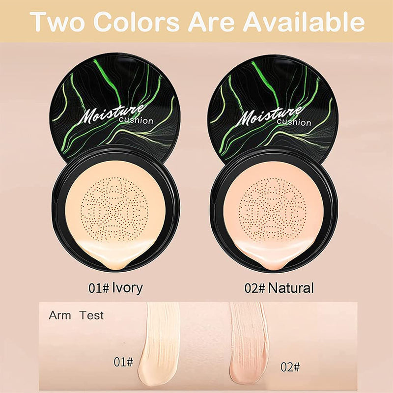 [Australia] - Mushroom Head Air Cushion CC Cream, CC Cream Foundation, Moisturizing BB Cream Foundation Long-Lasting Coverage of Blemishes, Even Skin Tone, Suitable for All Skin Types (A, Natural) A, Natural 
