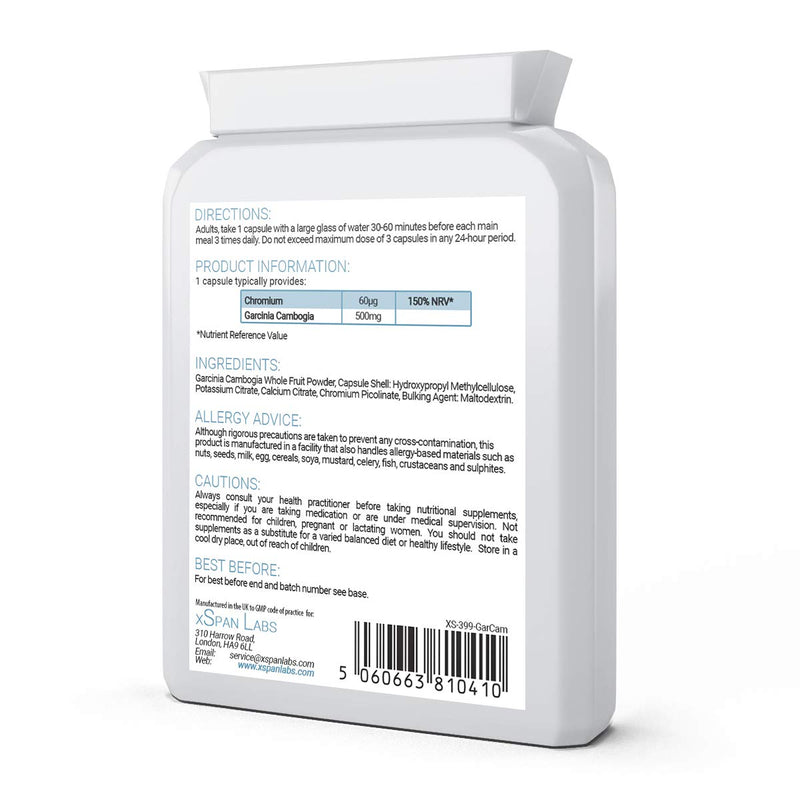 [Australia] - Garcinia Cambogia 1500mg Daily Dosage –with Added Chromium Picolinate for Rapid Absorption – 30 Day Supply of The Super Strength Whole Fruit – Manufactured in The UK 