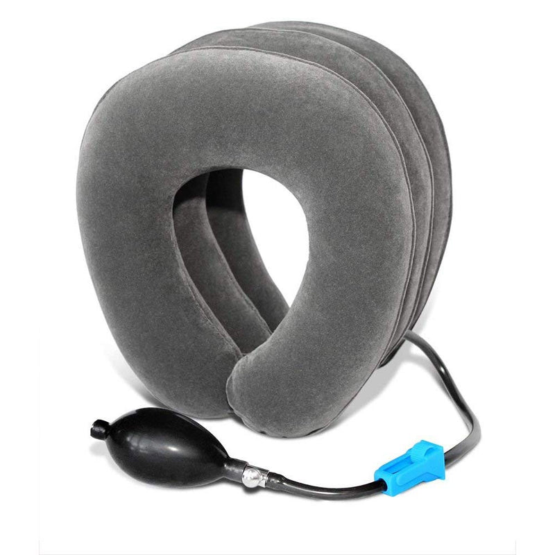 [Australia] - TEEROVA Cervical Neck Traction Collar Device Inflatable Spine Alignment Pillow Instant Pain Relief for Chronic Neck and Shoulder Pain (Gray) Gray 