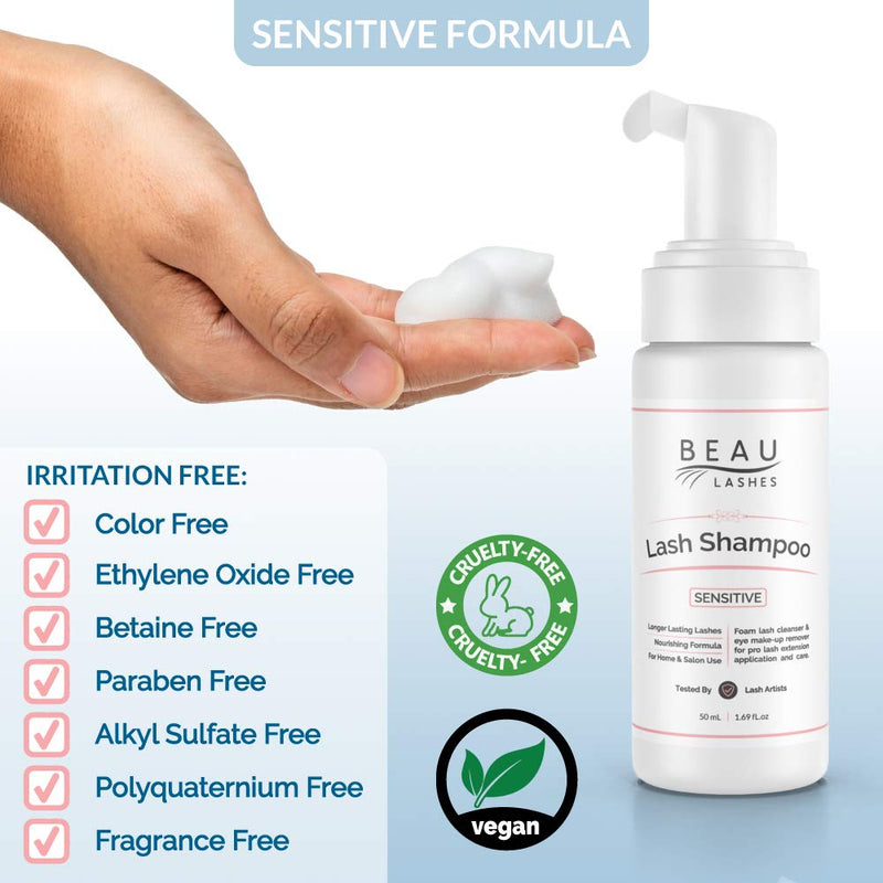 [Australia] - Eyelash Extension Foam Cleanser Shampoo & Brush (150ml) - Sensitive Paraben & Sulfate Free Eyelid/Lash Foaming Wash Cleaner To Remove Makeup Residue & Mascara - Perfect For Salon Use And Home Care 5.07 Fl Oz (Pack of 1) 