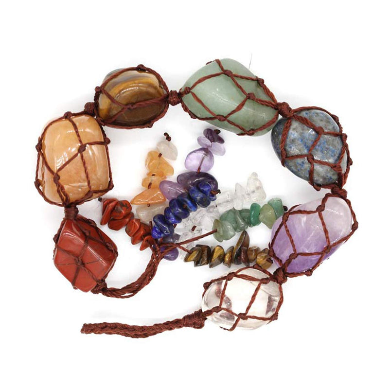 [Australia] - Techson 7 Chakra Tassel Stones Hanging Set, Reiki Healing Crystals Ornament, Gemstone Spiritual Meditation Home Car Decoration 