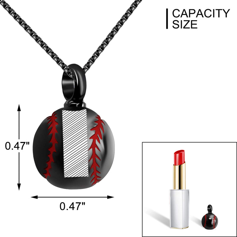 [Australia] - abooxiu Baseball Urn Necklace for Ash Stainless Steel Cremation Jewelry Memorial Pendant Keepsake Human Ashes Holder Women Men Black 