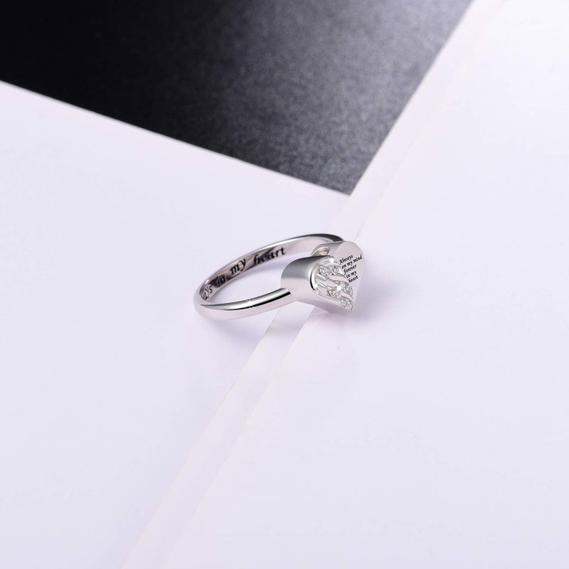 [Australia] - IOHUPCI 925 Sterling Silver Cremation Urn Ring Holds Loved Ones Ashes Angel Wing Heart Cremation Keepsake Ring Jewelry for Pet Human Ash 7 