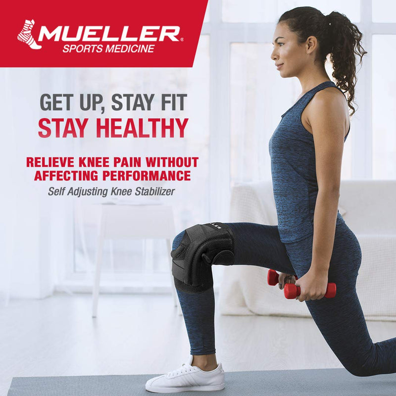 [Australia] - Mueller Sports Medicine Self-Adjusting Knee Stabilizer, For Men and Women, Black, One Size (Pack of 1) 